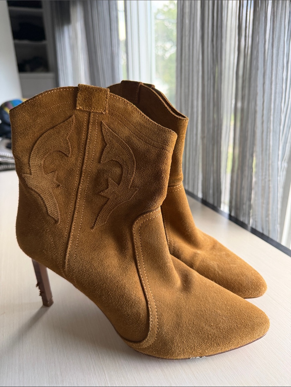 BA&SH Brown Suede Western Ankle Boots -